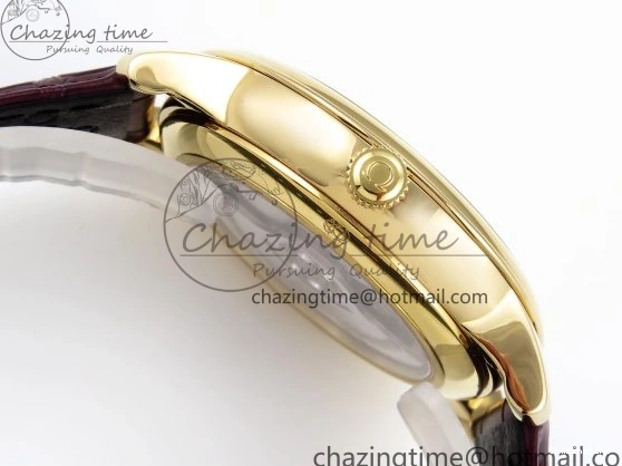 0202 De Ville Date YG MKF 1:1 Best Edition White Textured Dial Roman Marker on Brown Leather Strap A Refined 7756